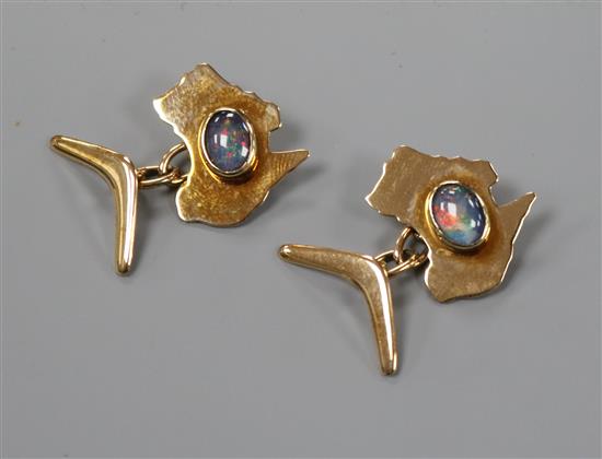 A pair of 9ct gold and opal set map of Australia cufflinks.